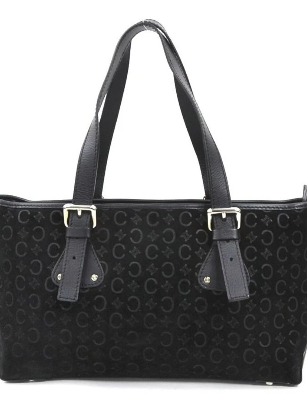 CELINE Handbag Black Suede/Leather/Silvertone -